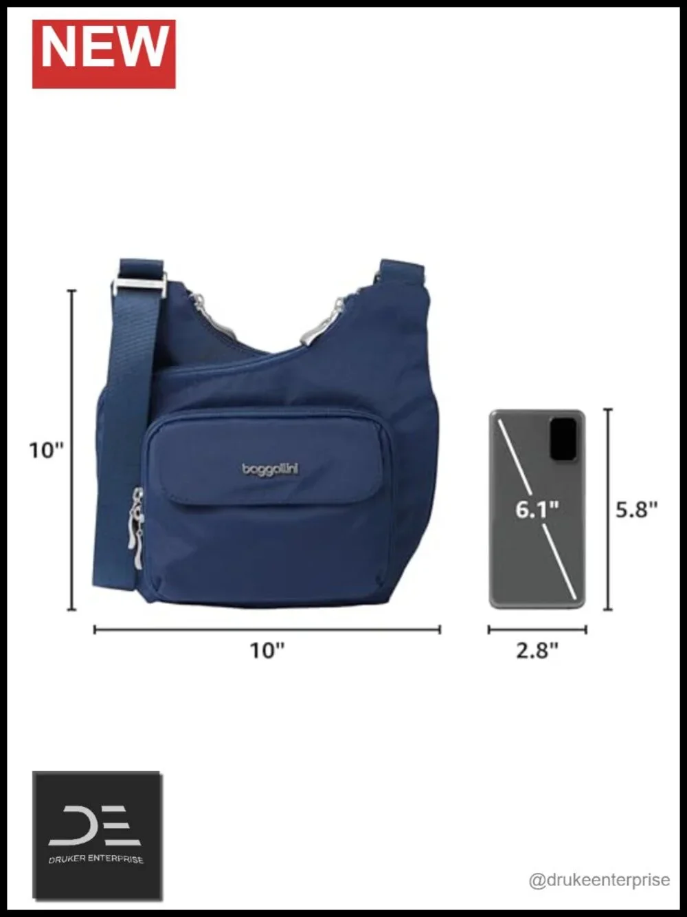 Lightweight Nylon Crossbody Bag with Wallet Organization, Adjustable Strap - Picture 2 of 6